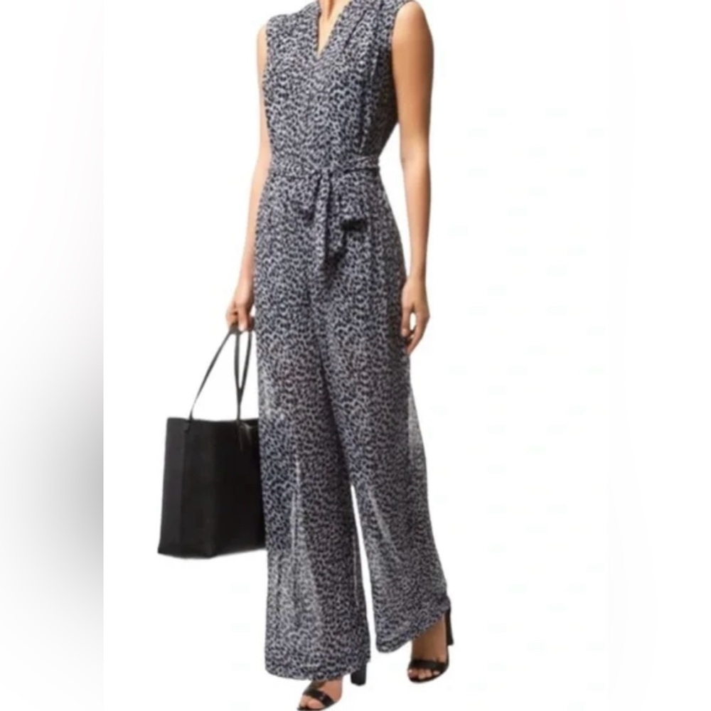 Michael Kors leopard wide leg jumpsuit.